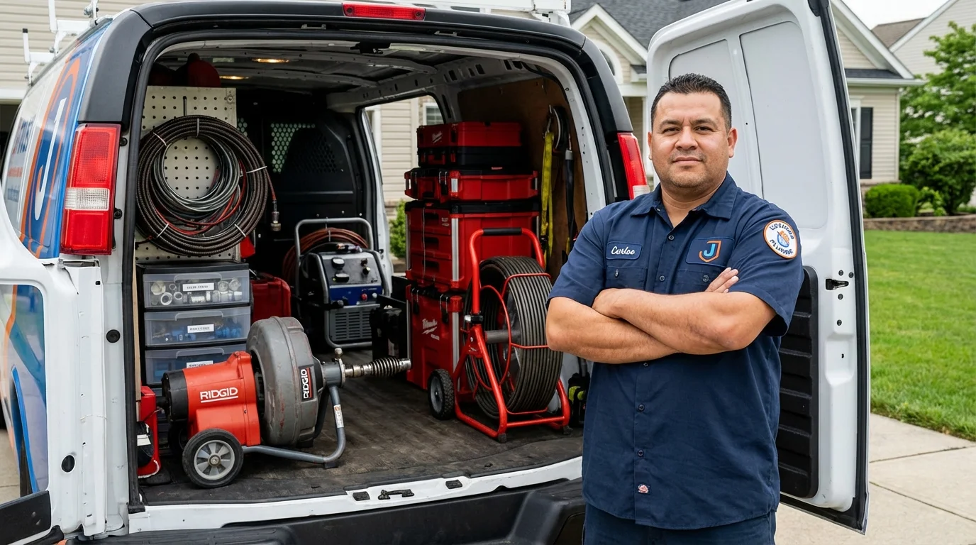 Professional drain cleaning equipment and Johns Plumbing LLC plumber in Coleman