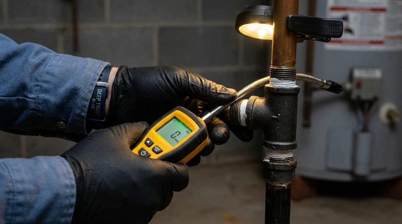 Gas leak detection with electronic sniffer by Johns Plumbing LLC in Coleman